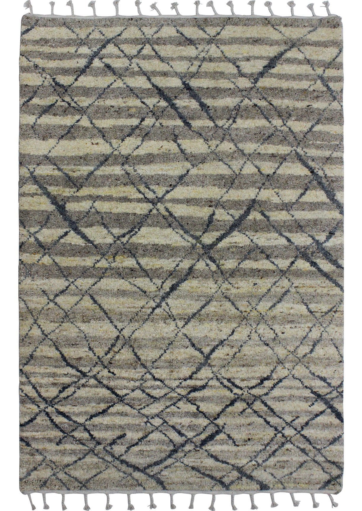 MAT Moroc Atlas Traditional Geometric Knotted Natural/Grey Area Rug Carpet - Mat Living ,moroccan rugs,moroccan rugs dubai,moroccan rugs online