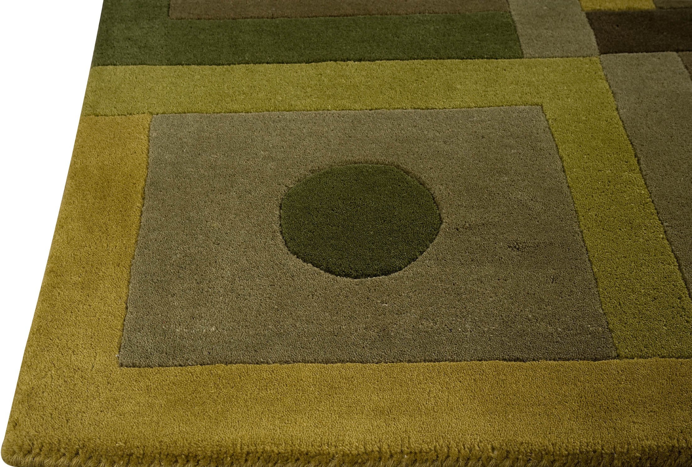 Hand-Tufted Geometric Plat Vinson Berlin Green Area Rug Carpet