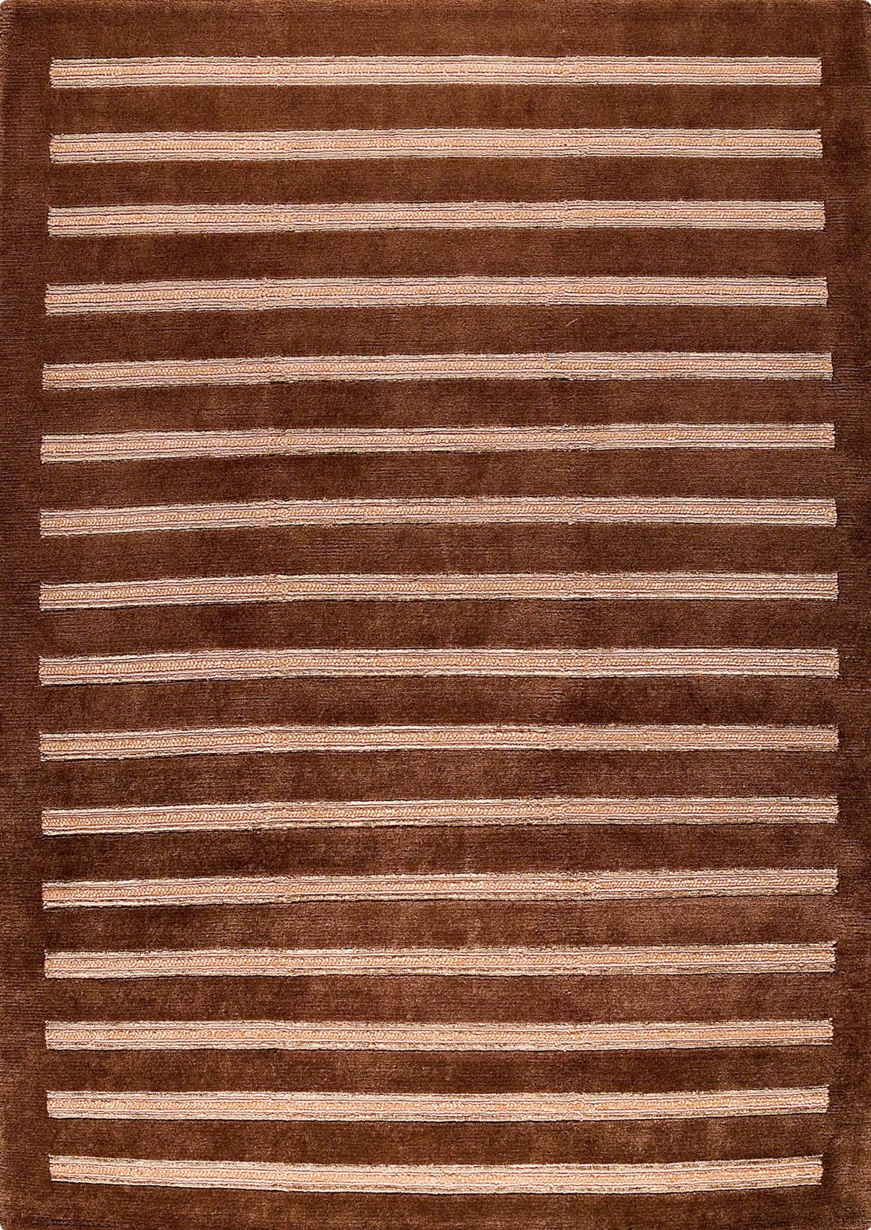 Hand Knotted Striated Pico Chicago Brown Area Rug Carpet