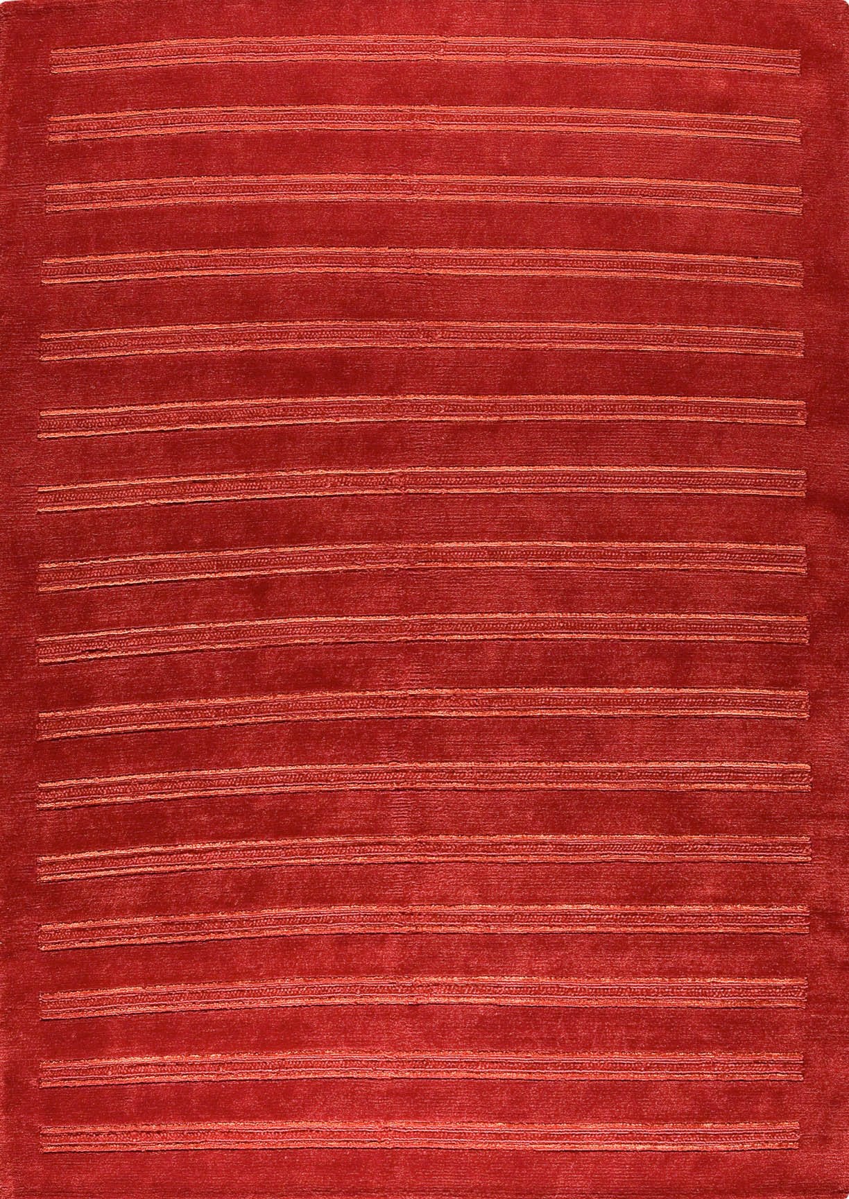 Hand Knotted Striated Pico Chicago Red Area Rug Carpet