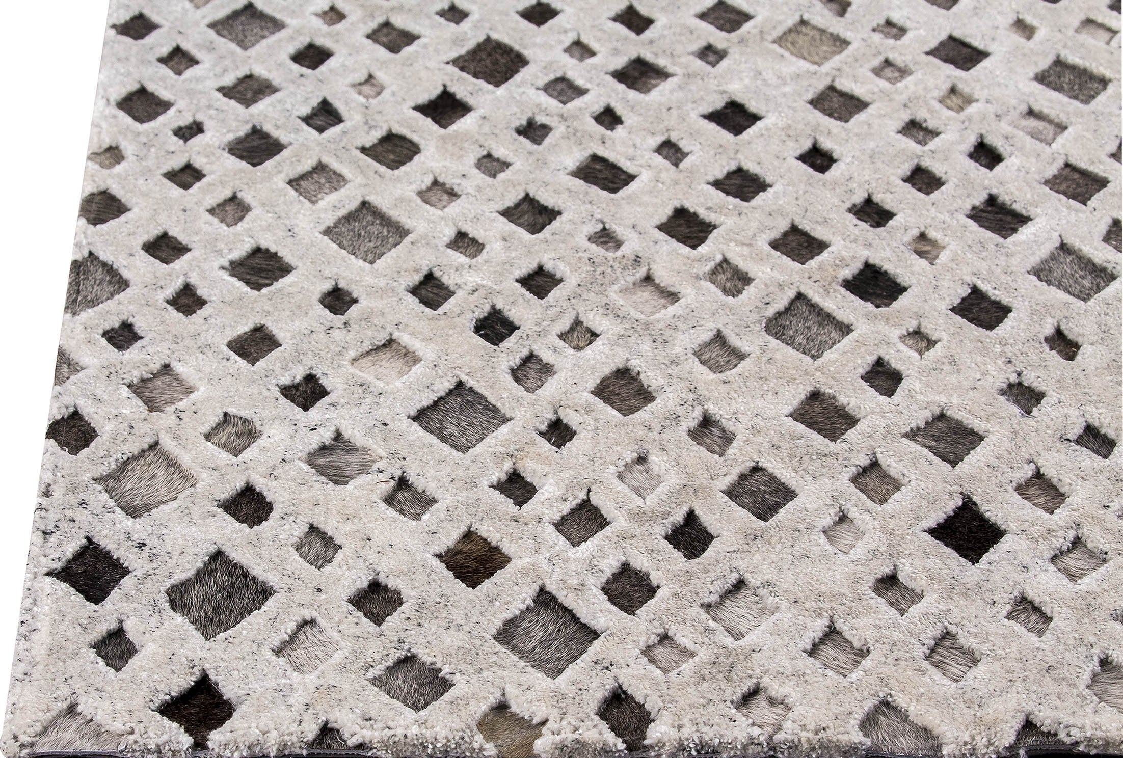 Luxury Geometric Contemporary Handmade Leather Tufted Rio Galaxy Natural Area Rug Carpet