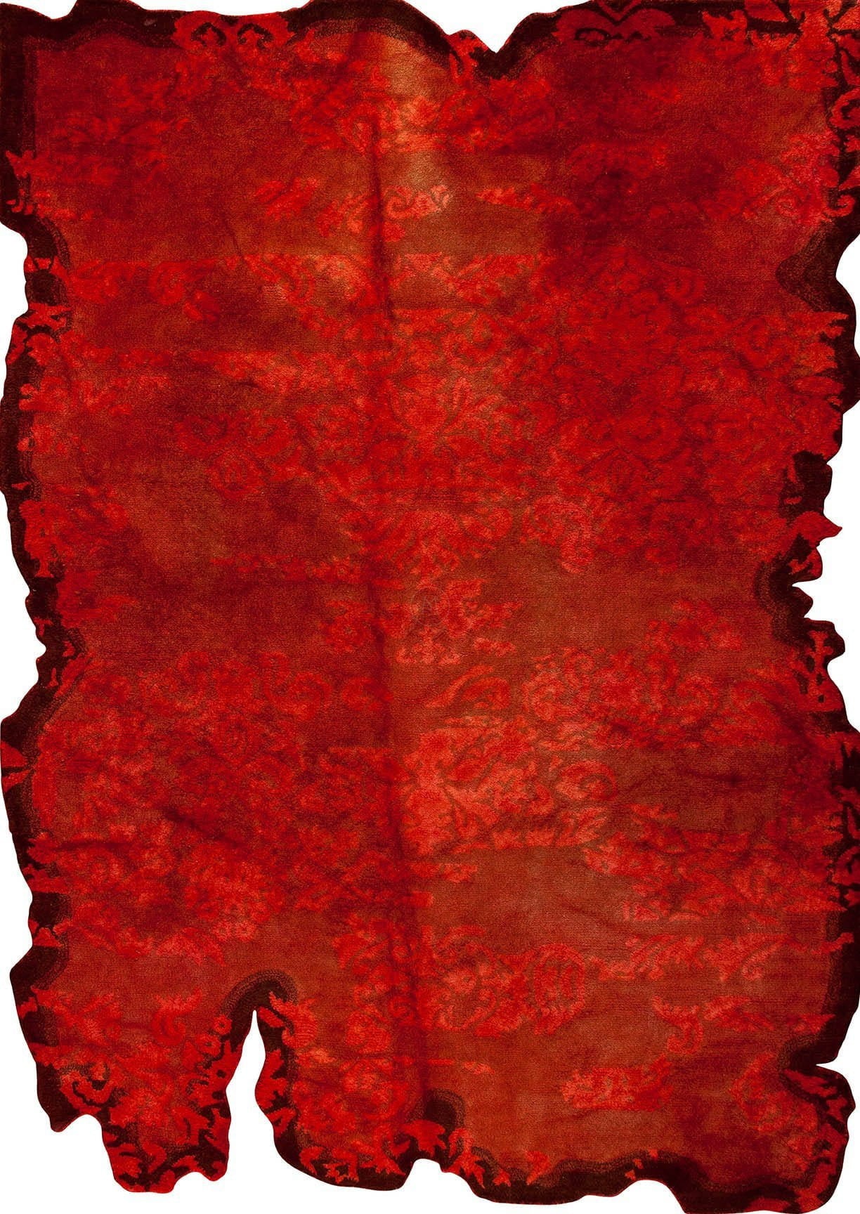 Vintage Luxury Contemporary Burnout Abstract Tufted Jalwa 1 Red Area Rug Carpet - Mat Living