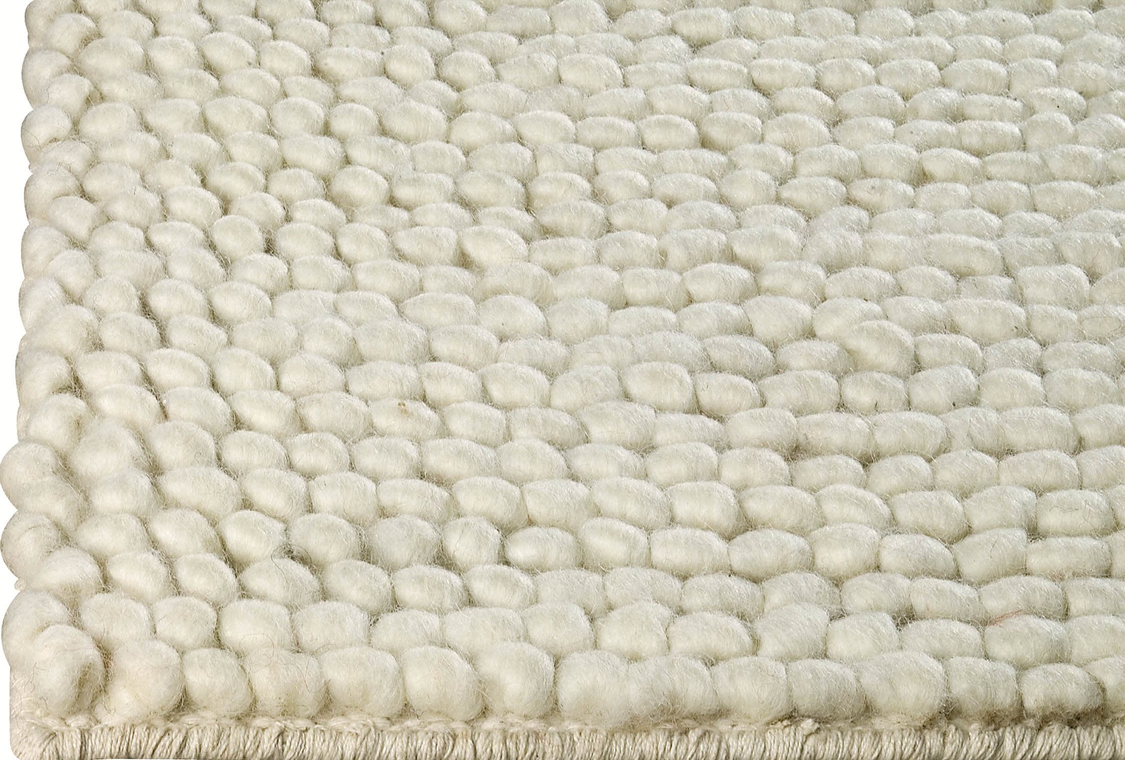 Hand-Woven Loop Texture look Ladhak White Area Rug Carpet