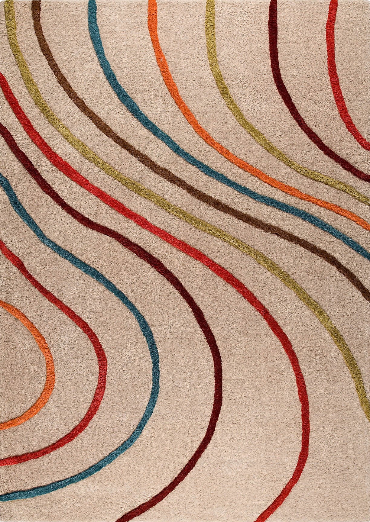 Contemporary Abstract Wave Look  Blanc Lake Placid Multi Area Rug Carpet