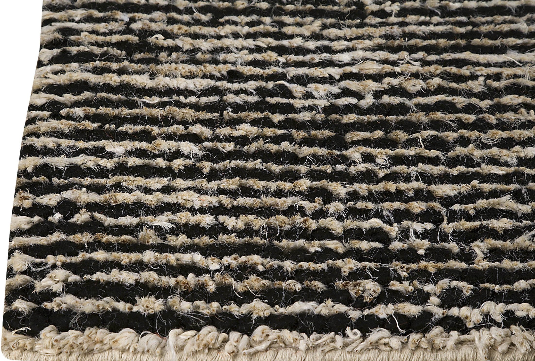 Hand-Knotted Textured Look Feel Nature White Black Area Rug Carpet Sale