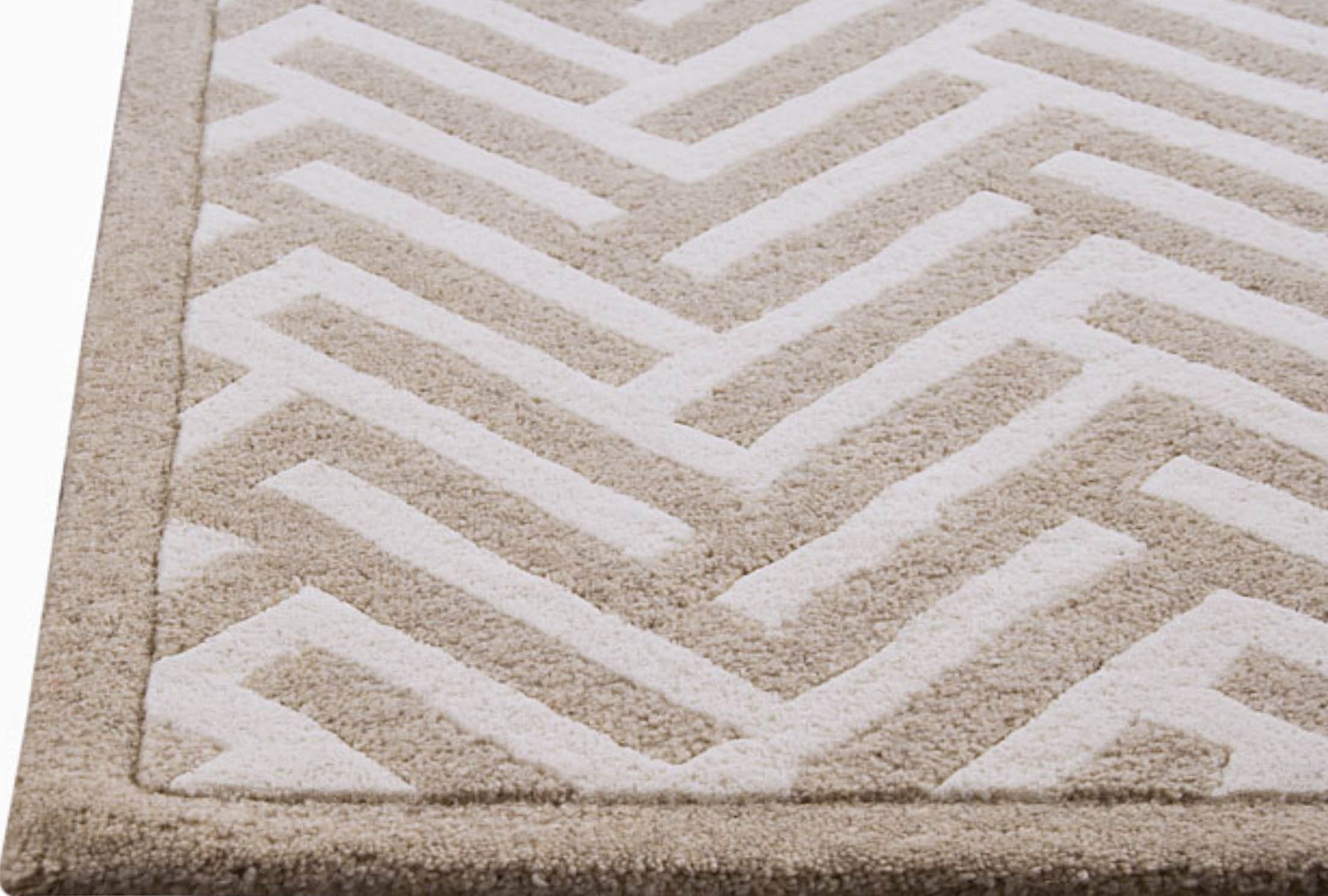 Hand-Tufted Chevron Pattern Vinson Portland White Area Rug Carpet