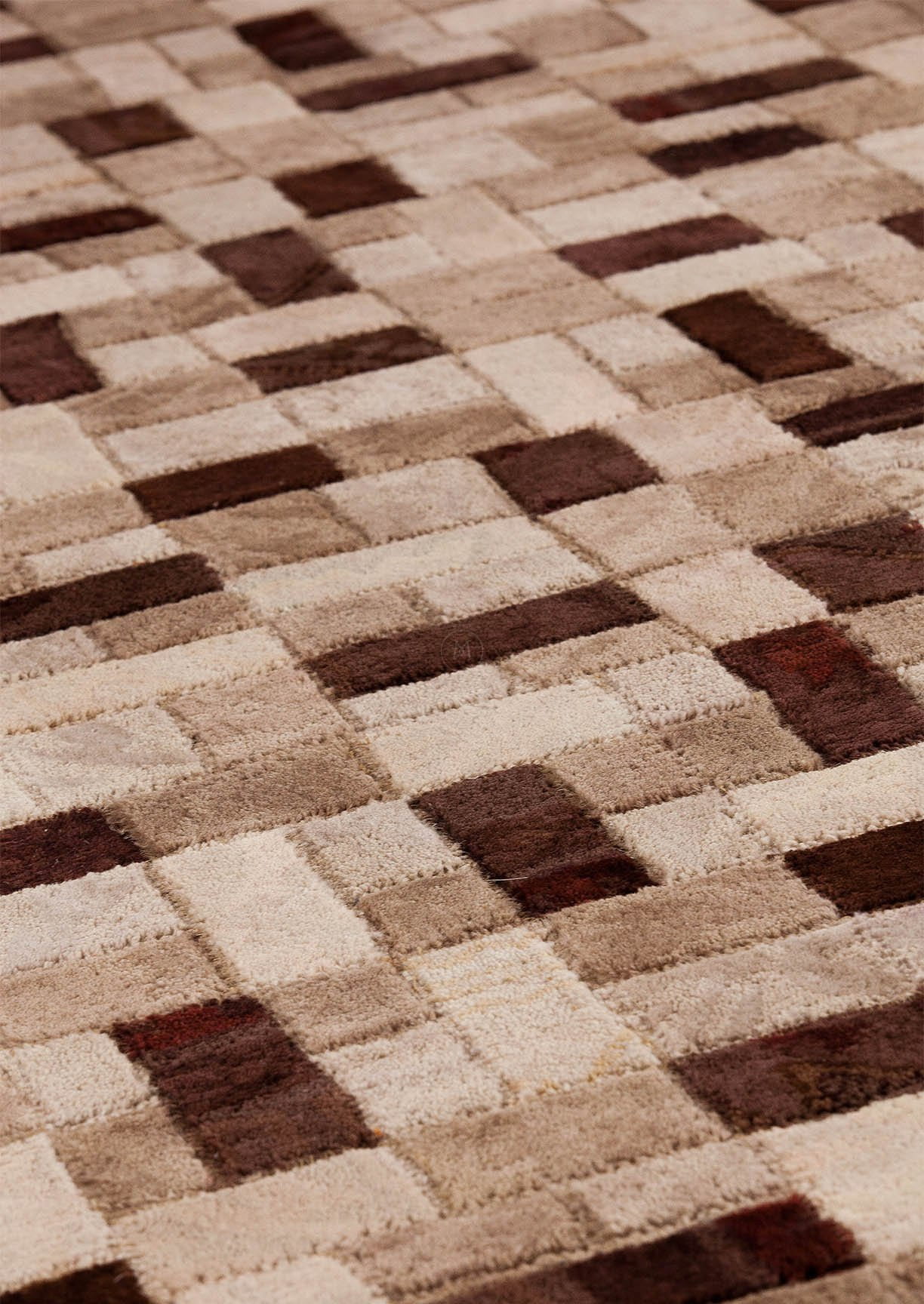 Vintage Luxury Contemporary patchwork Tufted Geometric Puzzle Beige/Brown Area Rug Carpet - Mat Living ,Puzzle Rug