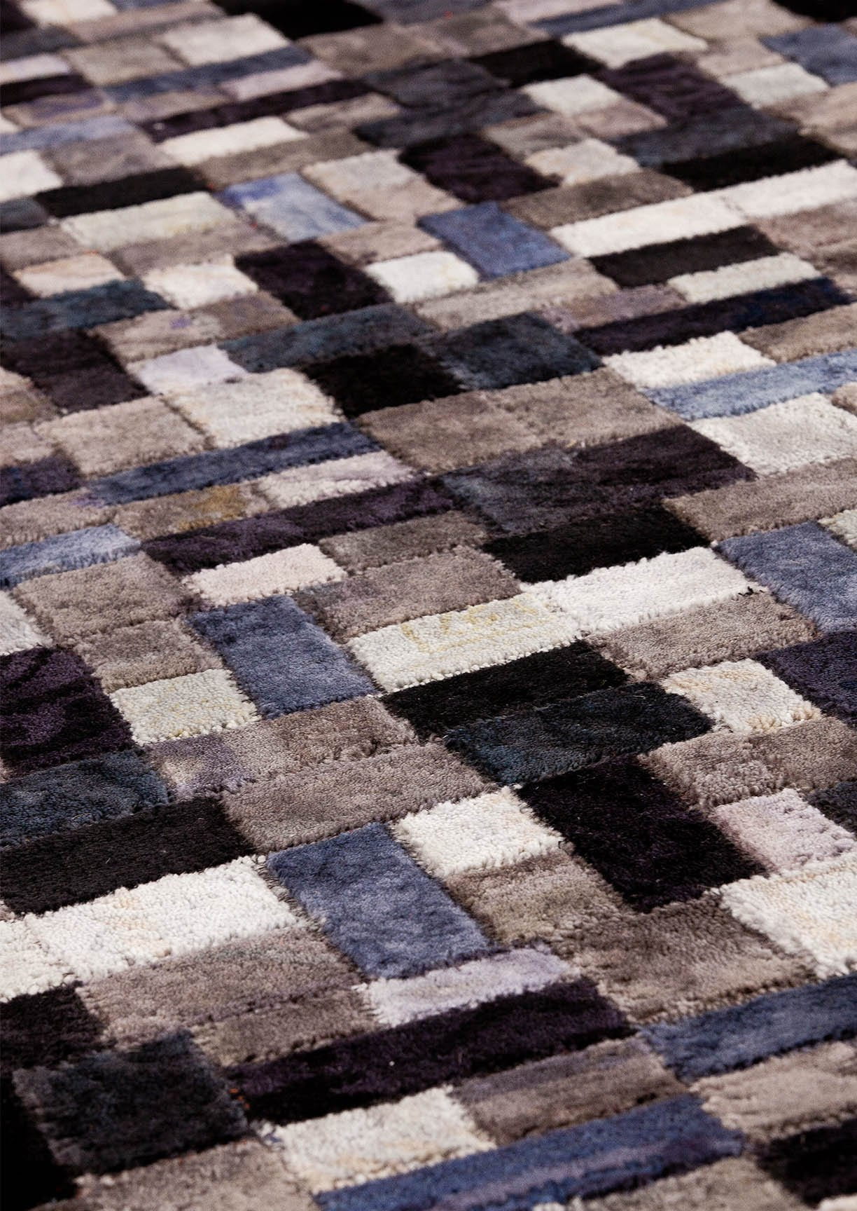 Vintage Luxury Contemporary patchwork Tufted Geometric Puzzle Grey Area Rug Carpet - Mat Living