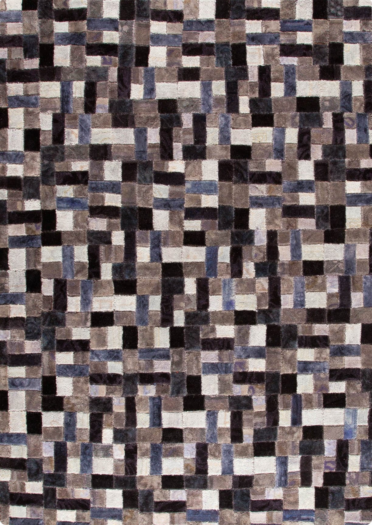 Vintage Luxury Contemporary patchwork Tufted Geometric Puzzle Grey Area Rug Carpet - Mat Living