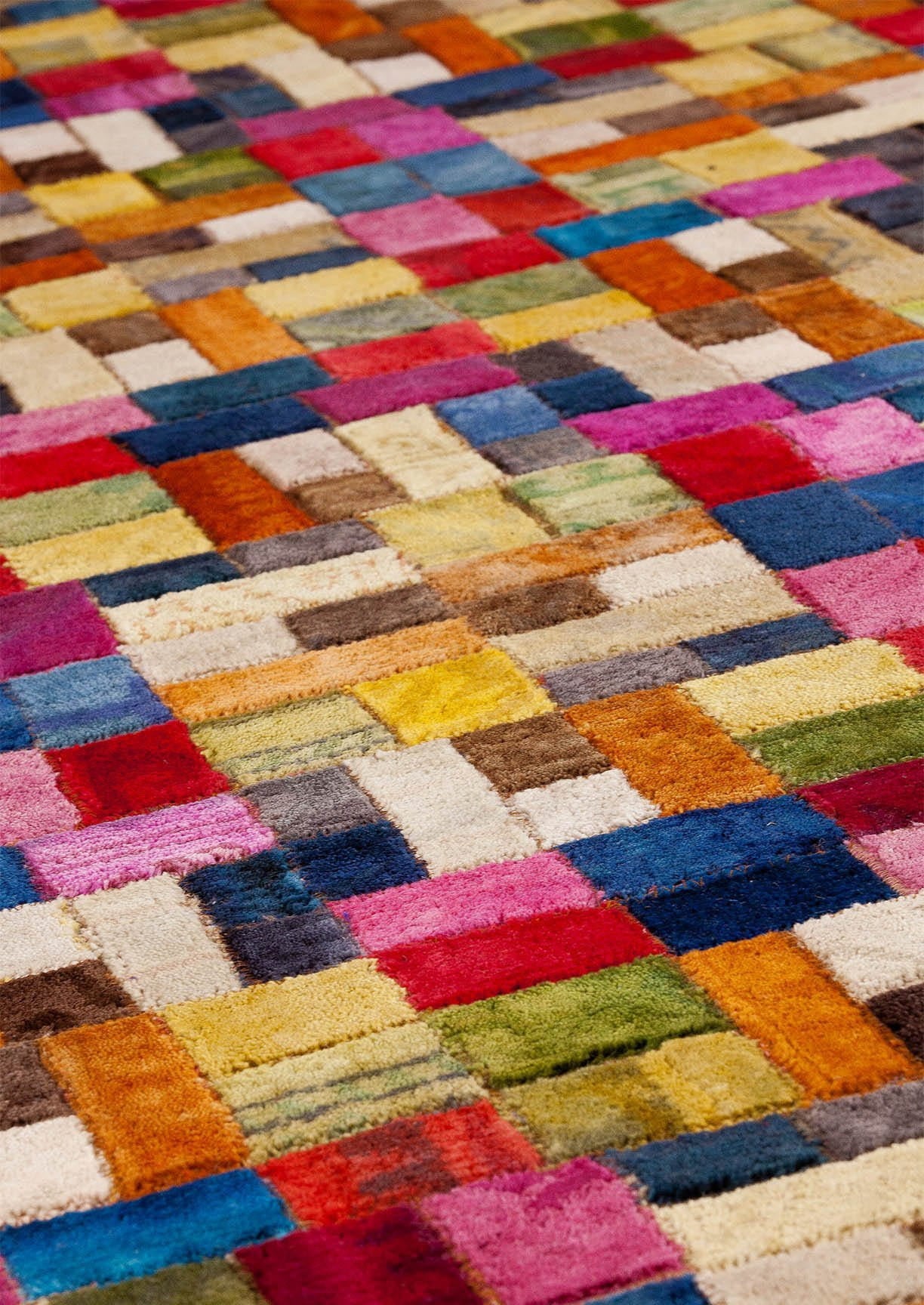 Vintage Luxury Contemporary patchwork Tufted Geometric Puzzle Multi Area Rug Carpet - Mat Living