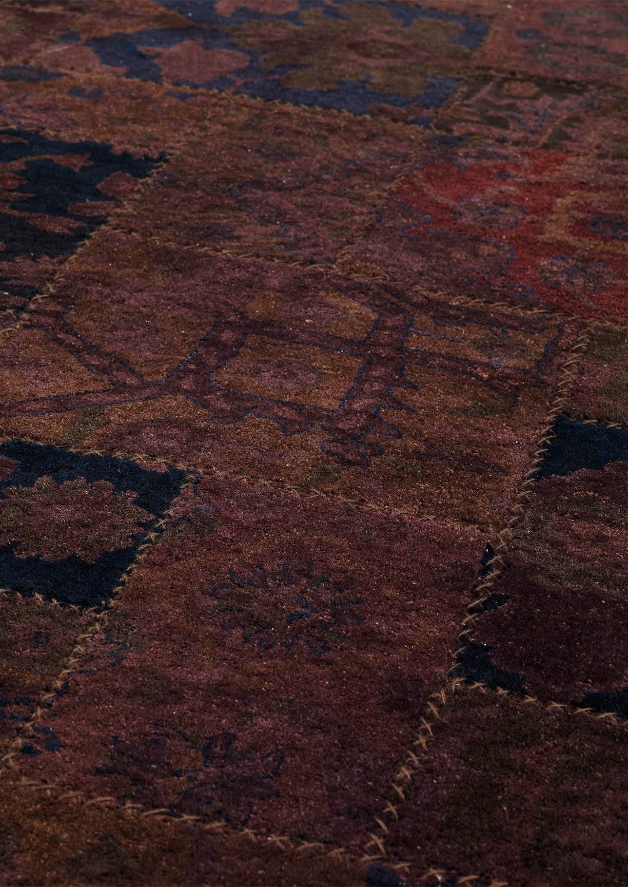 Vintage patchwork luxury Knotted Traditional Renaissance Brown/Beige Area Rug Carpet - Mat Living