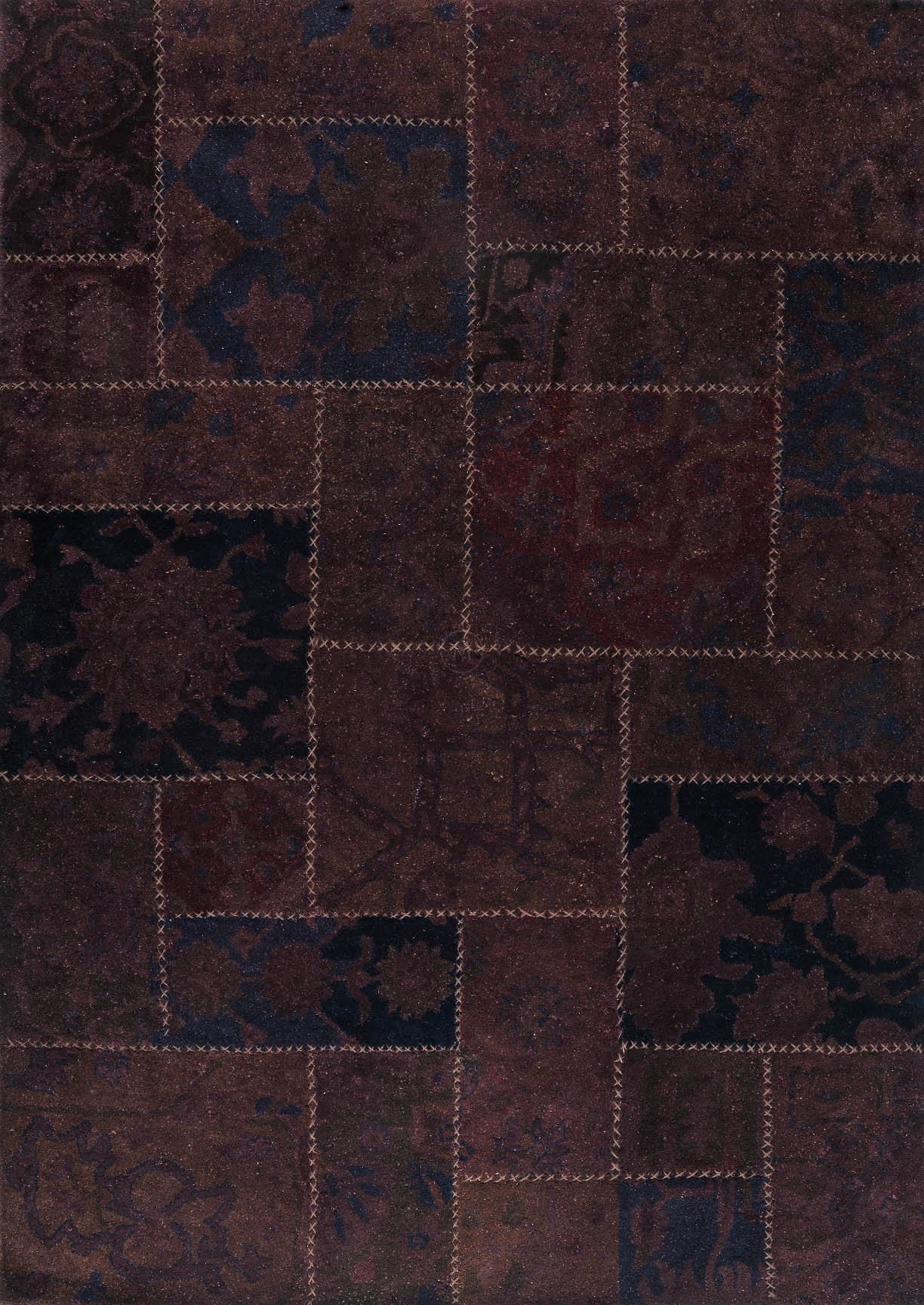 Vintage patchwork luxury Knotted Traditional Renaissance Brown/Beige Area Rug Carpet - Mat Living