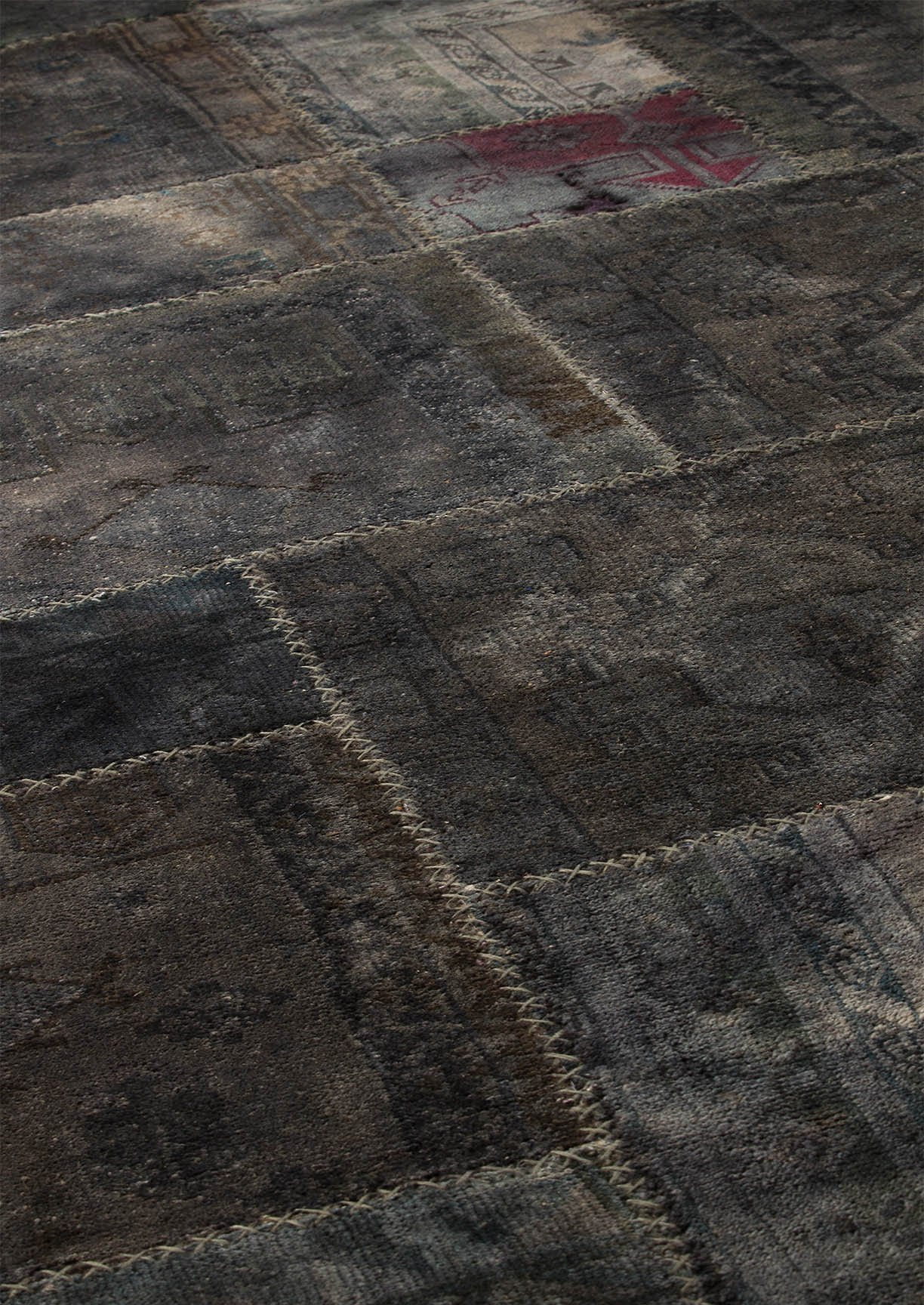 Vintage patchwork luxury Knotted Traditional Renaissance Grey Area Rug Carpet - Mat Living