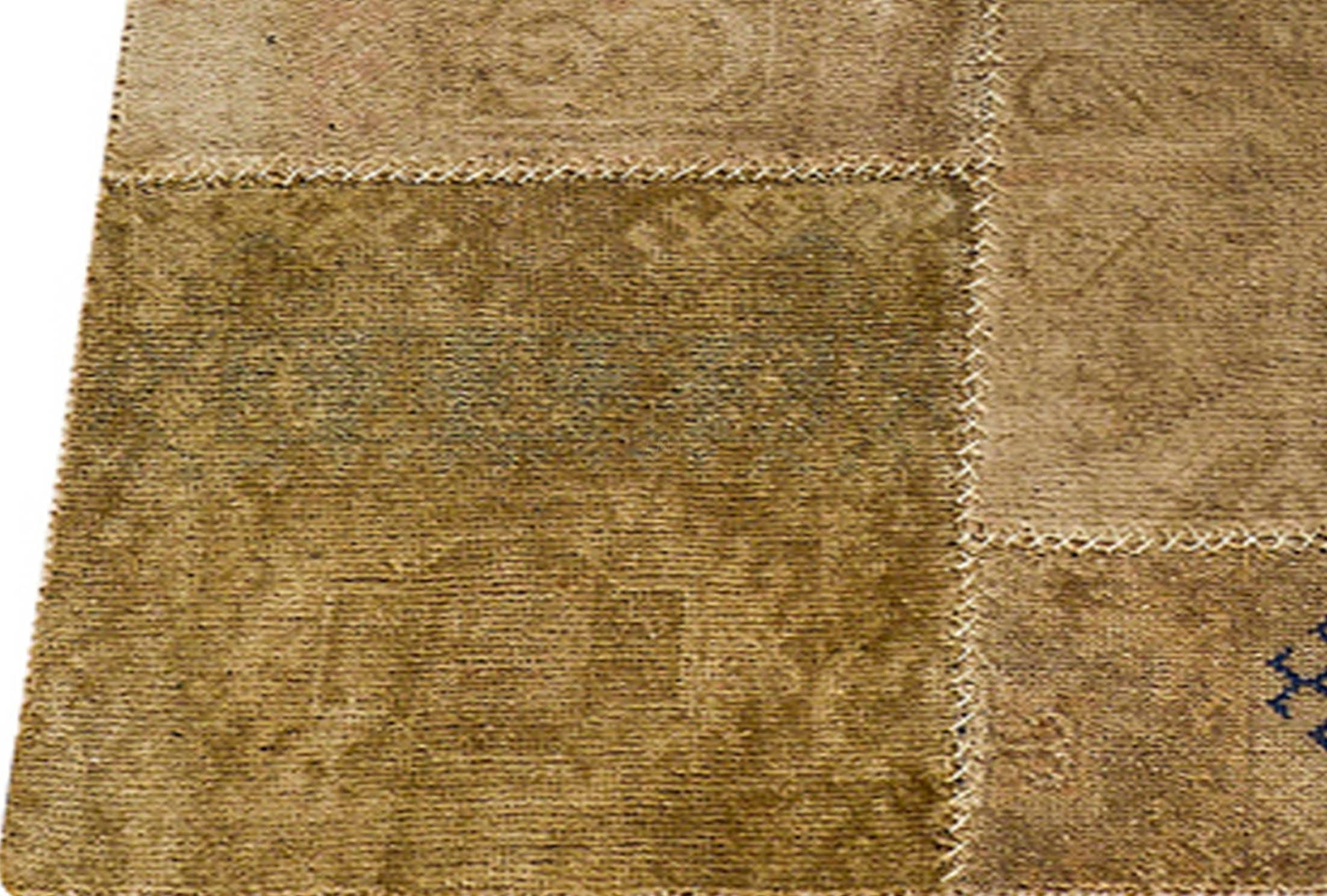 Vintage patchwork luxury Knotted Traditional Renaissance Sand Area Rug Carpet - Mat Living