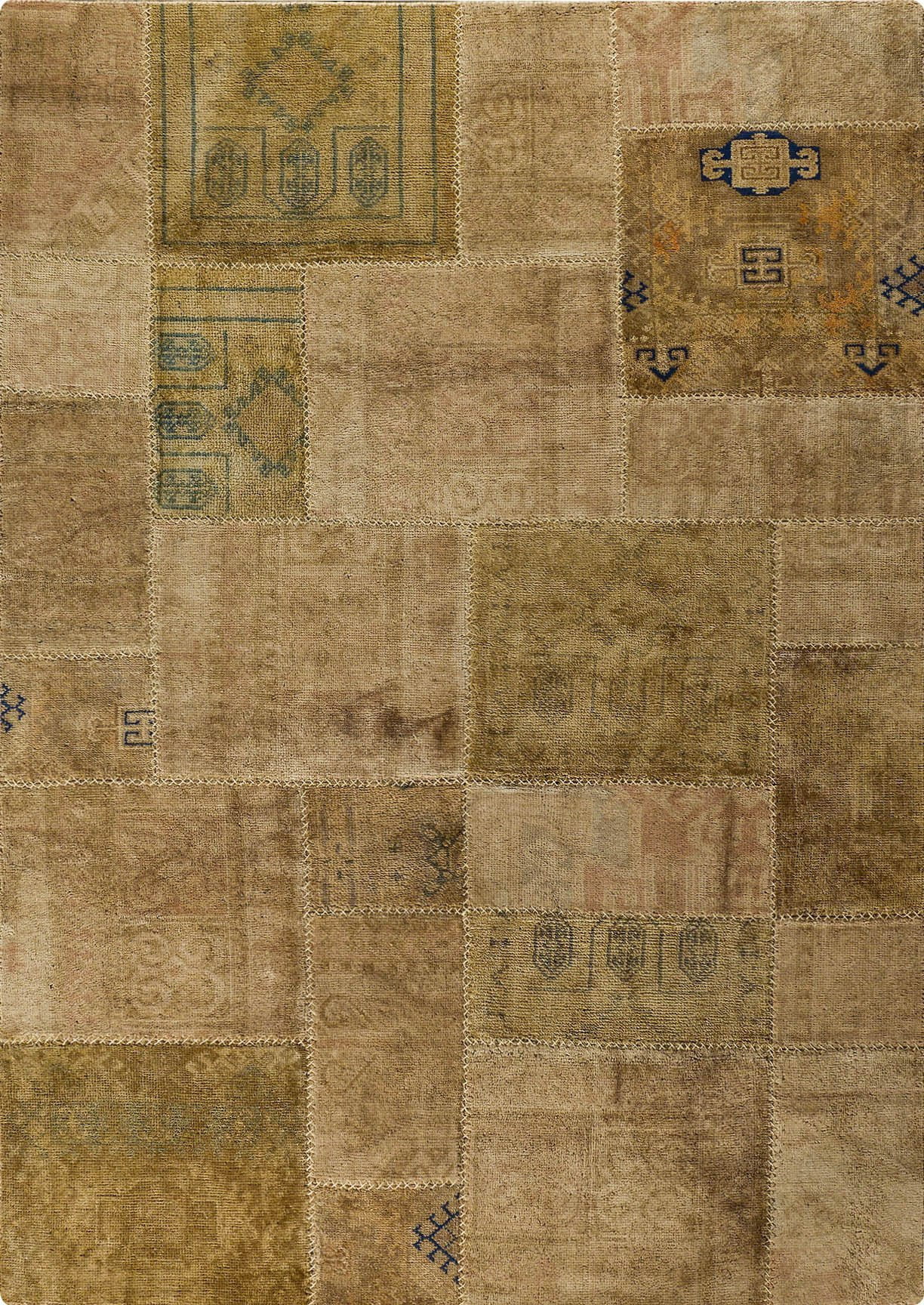 Vintage patchwork luxury Knotted Traditional Renaissance Sand Area Rug Carpet - Mat Living