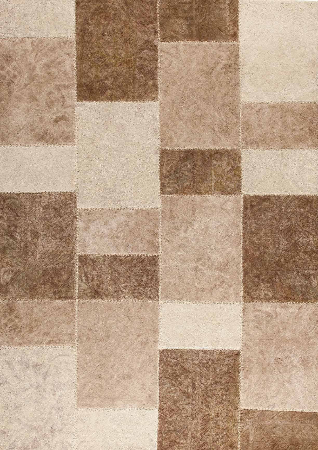 Vintage Luxury Traditional patchwork Tufted Geometric Sartaj Beige/Brown Area Rug Carpet - Mat Living