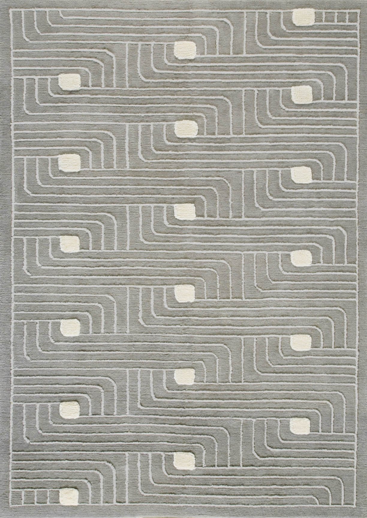 Hand Knotted Pico Verona Geometric Contemporary Grey Area Rug Carpet