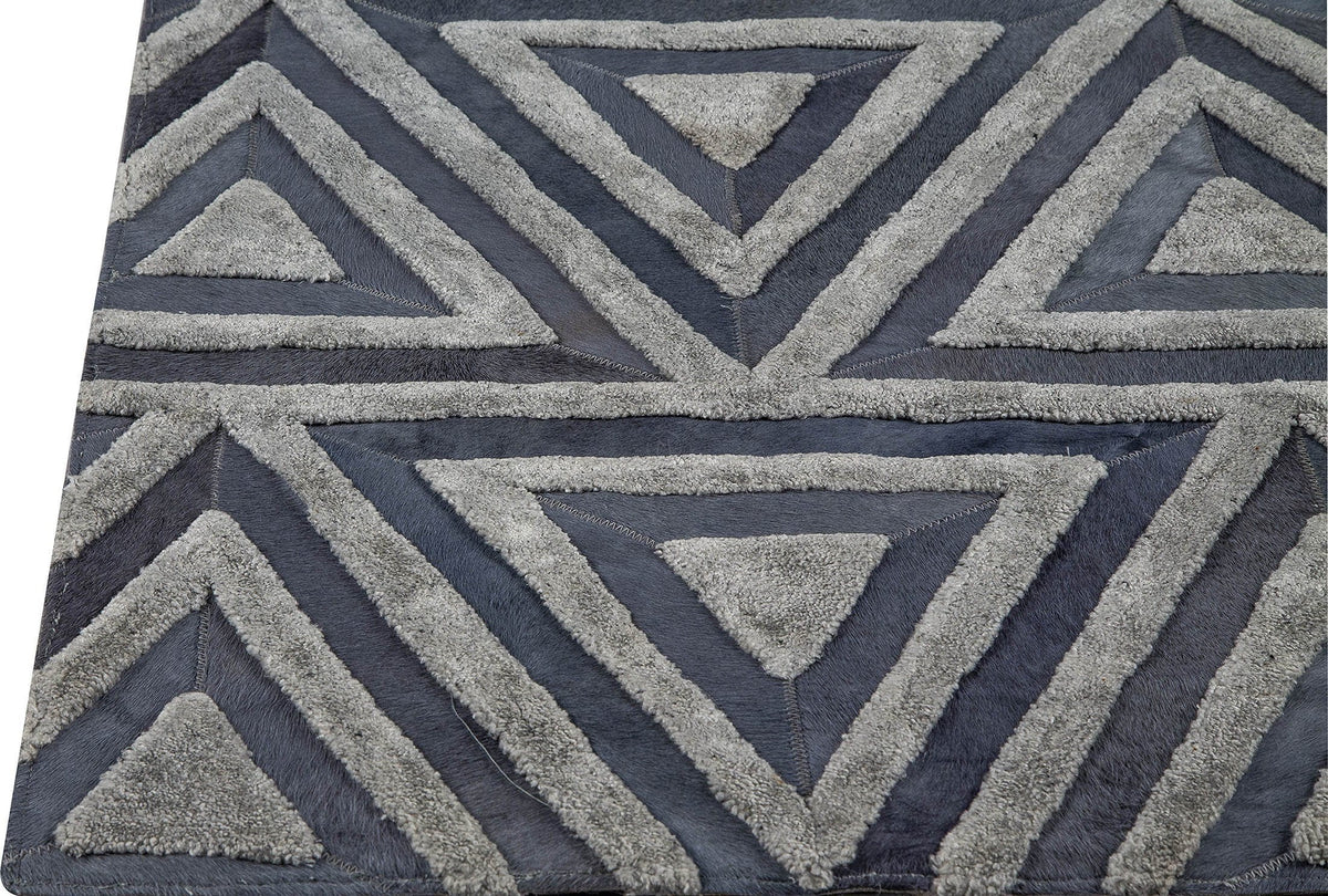 Luxury Handmade Leather Rio Lyra Dark Grey Area Rug | Matliving USA